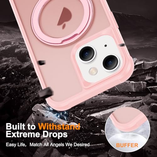 Image of Compatible with iPhone 15 Case with Stand 6.1 inch,Pink