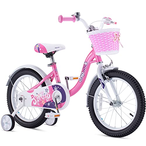 RoyalBaby Chipmunk Girls Bike,14 Inch Kids Bike with Basket Girl Cycle Bikes for Age 3-5 Years with Training Wheels Children Bicycle Toddler Bike Lollipop Pink