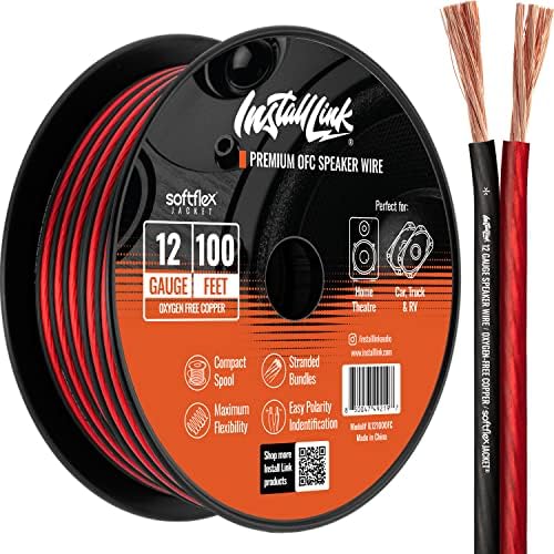 Install Link 12 Gauge Speaker Wire for Car, Home or RV Audio Cable, 100ft, OFC
