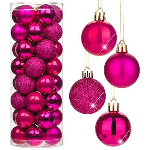 4CM Weihnachtsdeko Weihnachtskugeln, 40 Stücke Bruchsiche Christbaumkugeln Ornamente Rosa Weihnachtsbaumschmuck für Weihnachtsbaum… – Ansicht 1