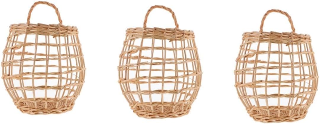 3 pcs Hanging Woven Basket Organizer Versatile Egg Garlic Ginger Storage Decorative Wall Basket for Home Kitchen Random Color Space Saving for Fruits Flowers Random Color