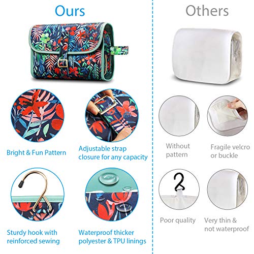 Portable Toiletry Cosmetic Travel Bag, Fintie Large Water Resistant Hanging Makeup Organizer Storage Pouch Case for Women Girls (Jungle Night)