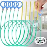 Abflussreiniger Spirale, Abflussreiniger Reinigungsschaken Sticks,90CM Anti-Bruch-Stahl mit Nylonbeschichtung,5 Stück Abflussreiniger und Haarfänger für Badewanne Abwasserkanäle Waschbecken