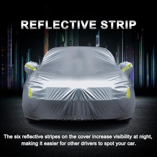 Mavonne Full Car Cover, Waterproof Car Covers All Weather Snowproof Windproof Scratch Resistant Outdoor UV Protection with 6 Reflective Strips,190T Universal Fit for Sedan (Up to 193") - Image 6