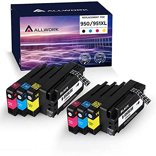 Allwork Compatible 950 951 XL Ink Cartridge Replacement for HP 950XL 951XL for Officejet Pro 8610 8600 8620 8630 8640 8660 8100 8615 8625 251dw 271dw 276dw Printer (2 Black 2 Cyan 2 Magenta 2 Yellow)