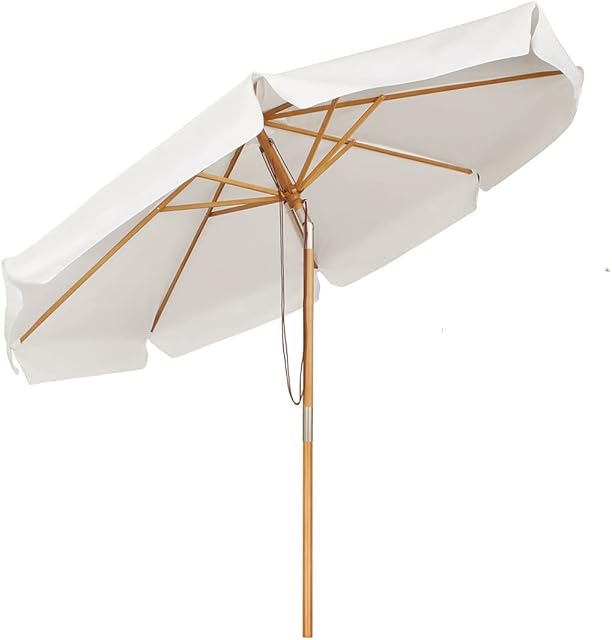 Sekey Sekey Sonnenschirm 300 cm Holz-Sonnenschirm Marktschirm Gartenschirm Terrassenschirm Rund UV50+ — Sonnenschirme