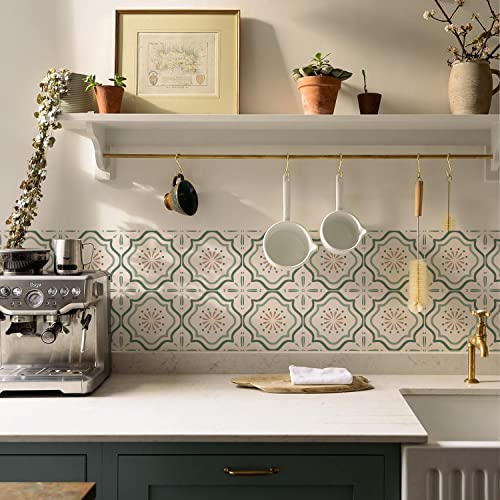 Alwayspon 24PcsX15cm/6inch White Green Tile Sticker, Self Adhesive Stick on Tiles Transfer Sticker for Bathroom Kitchen, Splashback for Cooker, Peel and Stick Adhesive Vinyl Wall Tiles Sticker - Image 3