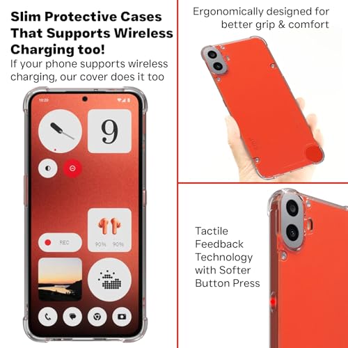Image of RIGGEAR Shockproof Clear Hybrid Armor Back Cover Case with Airbag Corners Compatible with CMF Phone 1 /CMF by Nothing Phone 1 (Transparent PC and TPU Bumper)