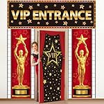 4 Pcs VIP Entrance Party Door Decoration Set Red Carpet Awards Night Door Covers Movie Theme Backdrop for Movie Theme Event Prom Photography Entrance Photo Background Decoration