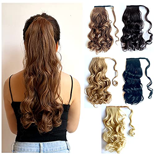 Curly Wave Ponytail Hair Extension For Women Synthetic Hair, Drawstring Hairpiece Wrap Aound Long Wave Ponytail Hair Pieces For Girls (4/30#)
