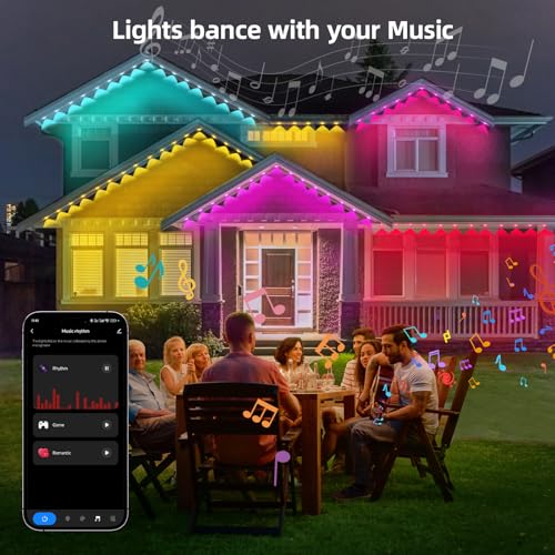 TOHETO Permanent Outdoor Lights Pro, 150ft with 108 RGB LED Lights for Daily and Accent Lighting,IP65 Waterproof Eaves String Lights with App & Remote,Smart Rainbow Light for Halloween,Christmas-150FT - Image 7