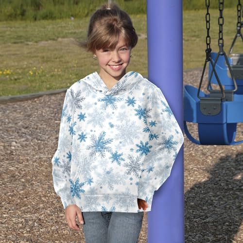 Kids Hoodies Sweaters Christmas Xmas Snowflake Hooded Sweatshirts with Big Pockets for Boys Girls B04004024