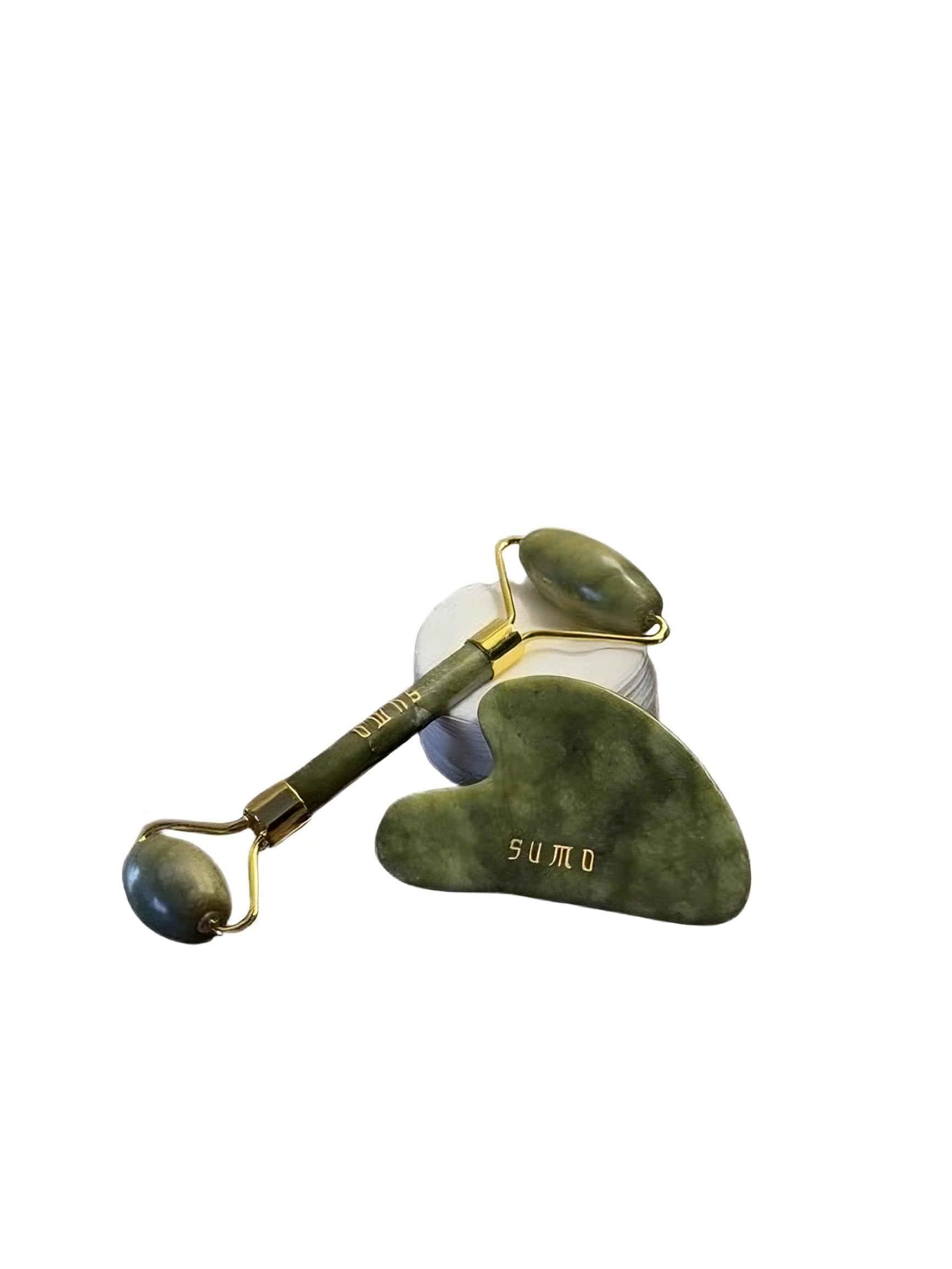 SUMO Jade Roller & Gua Sha Set – Facial Massage Tools for Lymphatic Drainage, Anti-Aging, Glowing Skin, Cooling & Firming Effect, Jawline Sculpting – Skincare Gift for Women & Men