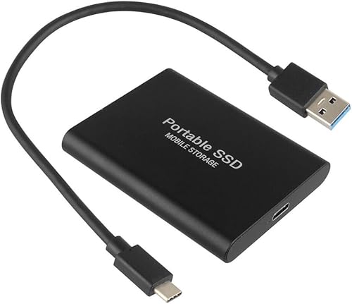 Mersuii Unidad de estado sólido portátil para el ordenador portátil Windows 7 Mac a prueba de golpes tipo C disco duro móvil 500 GB negro