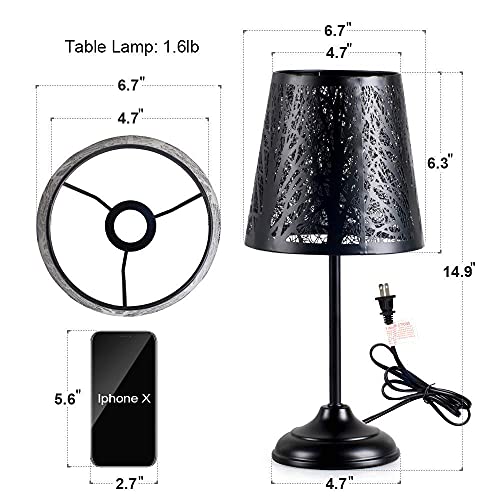 Timeflies Touch Control Mini Table Lamp, 3 Way Dimmable Bedside Lamp, Decorative Nightstand Lamp For Bedroom, Living Room, Black Metal Shade Forest Lighting(Bulb Included) #TOP2