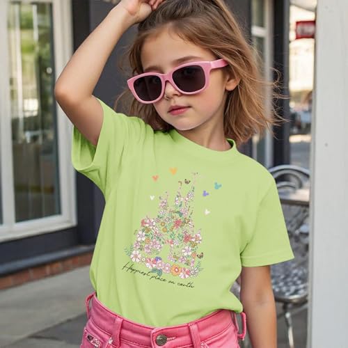 Image of Floral Castle Shirts for Girls Graphic Cute Tshirt Kids Toddler Flower Holiday Shirt Vacation Trip Tee Tops