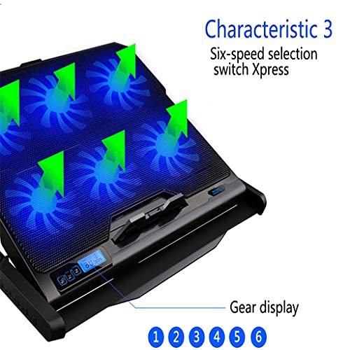 Base para portátiles con 6 ventiladores y pantalla LCD para 12-16 pulgadas miniatura 3