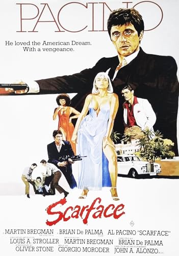 KUSTOM ART Poster mural décoratif série Locandine Film Celebri Scarface Al Pacino Impression artistique sur carton 42 x 30 cm sans cadre