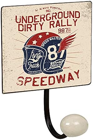 Lashuma 1 gancho de baño tamaño 15,5 x 10 cm, vintage toallero americano placa de chapa, diseño de motocicleta, retro gancho de pared