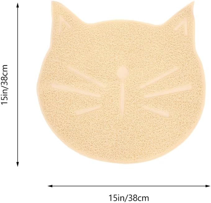 Miniatura 3 de Totority Tapete de arena beige con forma de cara de gato, antideslizante de PVC para gatos, protege los suelos de arañazos y suave con las patas,