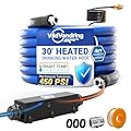 30ft Heated Water Hose for RV - Heated Drinking Water Hose with Energy-Saving Thermostat, Water Line Freeze Protection Down to -40°F/-40°C, Heated Garden Hoses with Adapter, Lead and BPA Free