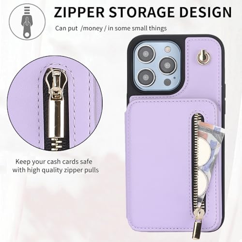 Housse en cuir iPhone 14 Pro Max finition premium violet avec rangements