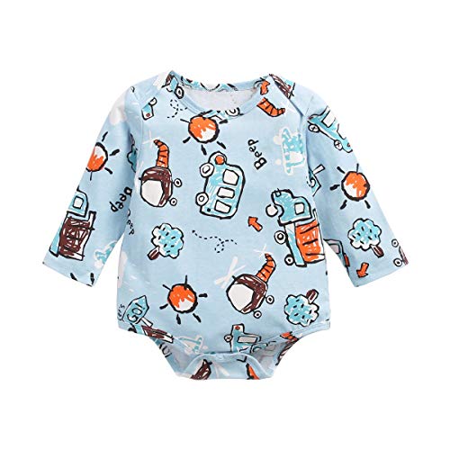 Sanlutoz Bébé Bodys Coton Manche Longue Bébé Garçons Filles Vêtements L'automne Dessin Animé (2-3 Ans, BRW9117-BL) Cover