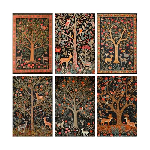 Image of SiddArtify Bohemian Floral Tree of Life Art Print Set - 300GSM Board - 12x18 Inch - Pack of 6 Wall Room Decoration art Poster Prints