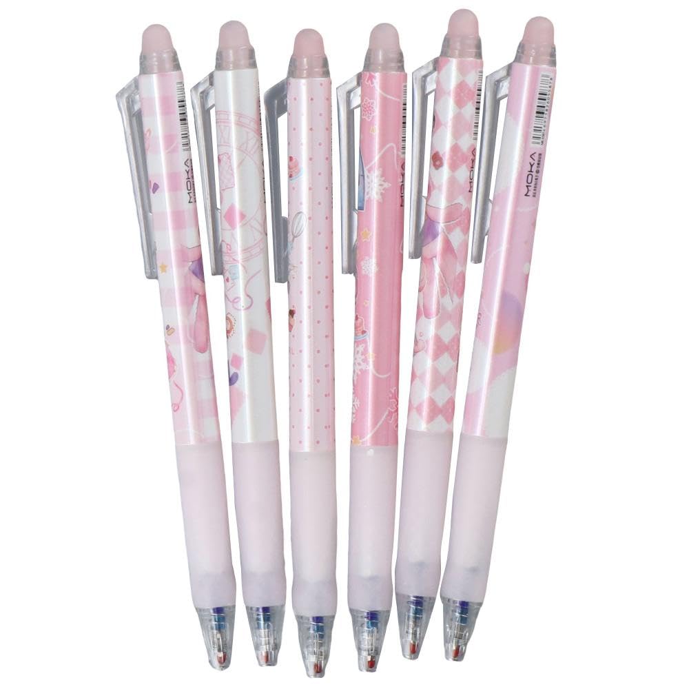 dohobby 6Pcs Cute Heart, Press Rollerball Pen Cute Erasable Gel Pens Clicker Kawaii Retractable Erasable Pens