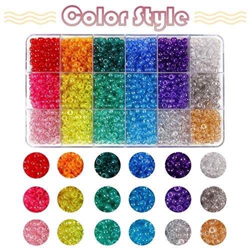 Image of 2600+pcs Pony Beads Kit Rainbow Glitter Plastic Beads Multicolor Pony Bead Bulk with Elastic String, Hair Bead for Braids DIY Crafts Jewelry Making Kit for Bracelets Necklaces