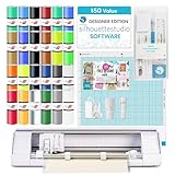 Silhouette America Cameo 5 Alpha (α) - Smart Cutting Machine, Classic White (Starter Bundle) - Includes Designer Edition Software, 24 Oracal Vinyl Sheets, Tool Kit & 25 Free Designs for DIY