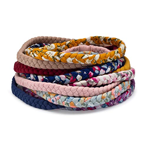 Image of Parker Baby Co. Braided Nylon Baby Headbands, 10-Pack - Marigold, Toddler | Stretchy, gentle headband accessories for toddlers, photos, outfits and baby shower gifts. 15" circumference, fits 2+ years
