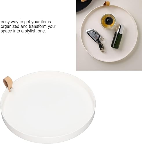 Miniatura 7 de Bandeja redonda blanca para servir, bandeja redonda de ABS para joyería, bandeja decorativa para toallas de baño, joyas, artículos de tocador,