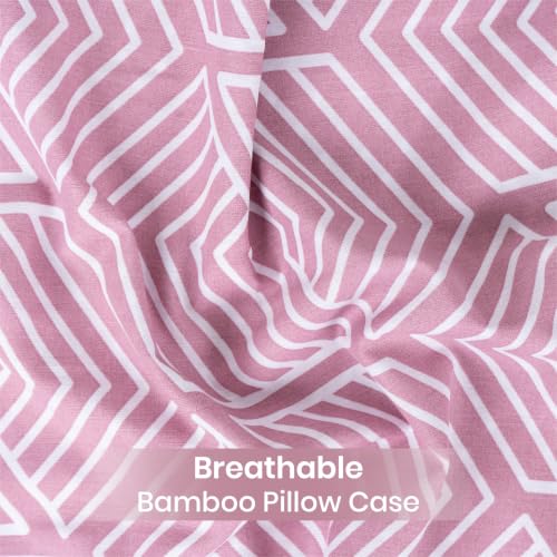 Image of Mush Aura Collection 300 TC Bamboo Pillow Covers Set of 2 | Bamboo Pillow Case for Hair & Skin, Ultra Soft Cooling Pillow Case, Breathable Smooth Pillowcase for Everyday Comfort (Blush Pink)