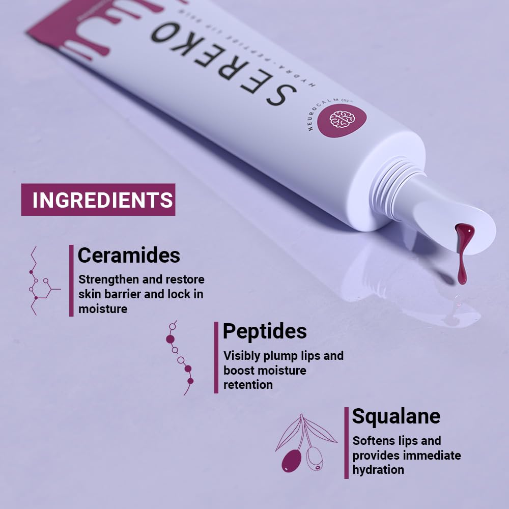 Sereko Hydra Peptide Tinted Lip Balm for Dry & Chapped Lips With Ceramides & Squalane | Long Lasting Hydration, 24H Moisture Lock, Plumps & Smooths | For Women & Men | Raspberry Sorbet - 16gm (Pack of 2) 3
