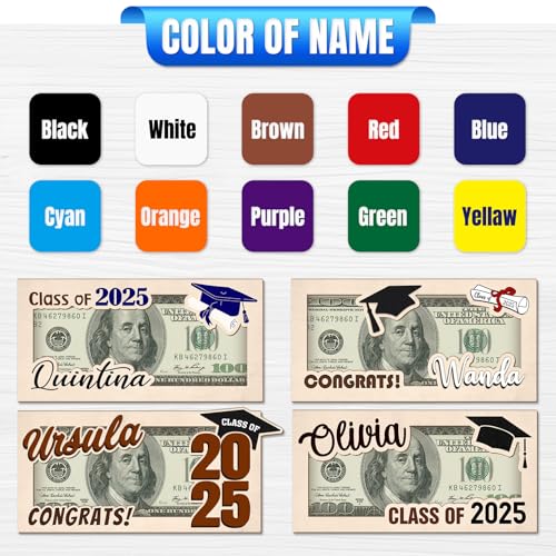 Graduation Money Holder 2025 Personalized Graduation Gifts Engraved Name Money Holder, Wooden Card Box Cash Holder Envelope, Graduation Decorations for Him Her2