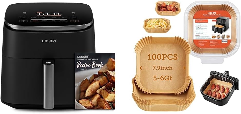 Air Fryer TurboBlaze 6.0-Quart Compact Airfryer that Roast & Air Fryer Liners