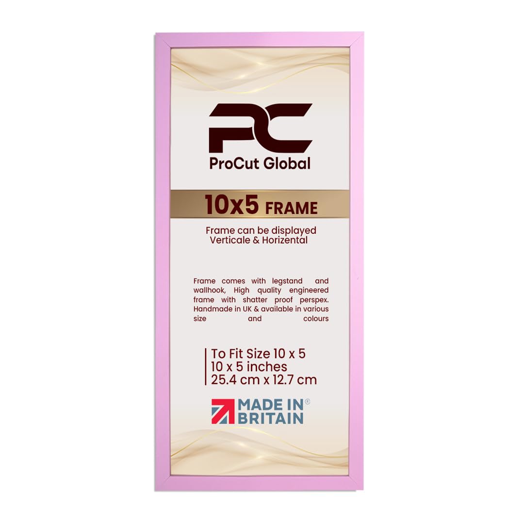 Procut Global 10X5 Pink Picture Frames – Sleek Wooden Photo Frame with Shatterproof Perspex for Wall or Tabletop – Perfect for Posters, Certificates, Prints–Multiple Sizes & Colors Available — image 1