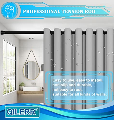 Image of Small Tension Rods 16 to 28 Inches, Adjustable Short Extension Curtain Rod, Heavy Duty Spring Loaded Mini tension rods for Windows, Curtain, Closet, Clothes, Diameter 1inch, Black