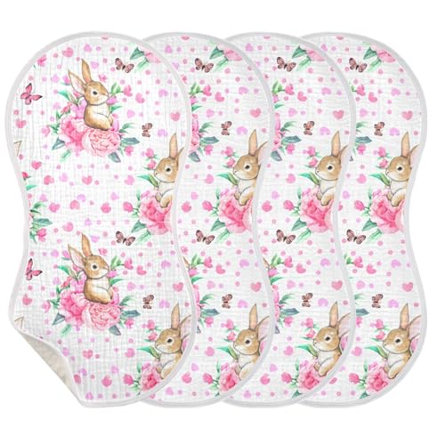 xigua Watercolor Bunnies Baby Burp Cloths for Newborn Boys and Girls 1 Pack, Soft & Absorbent Cotton Baby Burp Cloth, Baby Washcloths, Newborn Towel, Burp Rags3