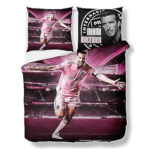 Aimery Miami Bedding Set Soccer Duvet Cover Set Pink Bed Football Comforter Soft Microfiber Soccer Bedding Sets 3 Pieces Fruit Comforter Cover and 2 Pillowcase for Bedroom (Pink 2,Full)
