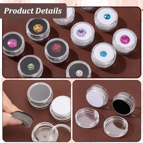 PH PandaHall 20 Stück Rock Vitrine Edelstein Box Diamant Aufbewahrungsbox Schwarz Weiß Kleine Runde Behälter Organizer Mit Schaumstoff Für Sammlerstücke Strass Kristall Kleine Gegenstände