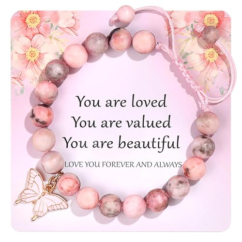 Natural Stone Butterfly Cross Heart Sunflower Pendant Bracelet Suitable for Christmas New Year Valentine'S Day Birthday Bracelet Gifts