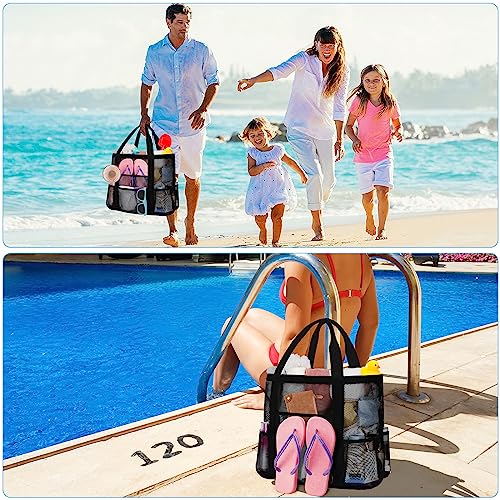 wanchel XL Große Damen Netz Strandtasche, wasserdichte Strandtasche mit Reißverschluss Innentasche, faltbare leichte Sanddichte Strandtasche, ideal für Strand, Urlaub, Strand-Essential