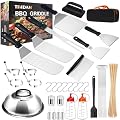 139Pcs Griddle Accessories Kit, Flat Top Grilling Accessories, Portable BBQ Grill Accessories for Camping, Grill Tools Set with Spatulas, Scraper, TIMDAM Indoor Outdoor Barbeque Grill Utensils Set