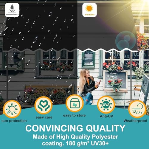 Toldo retráctil manual de poliéster impermeable y protección UV 7