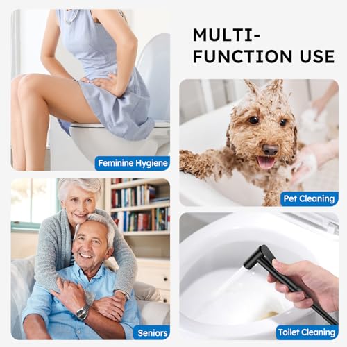 Arofa Built-in Hot and Cold Handheld Bidet Sprayer for Toilet, Black Warm Water Bidet with Adjustable Water Flow, Dual Control Mode Muslim Shower with Spray Hose for Feminine Wash, Wall Mounted by Arofa - Image 6