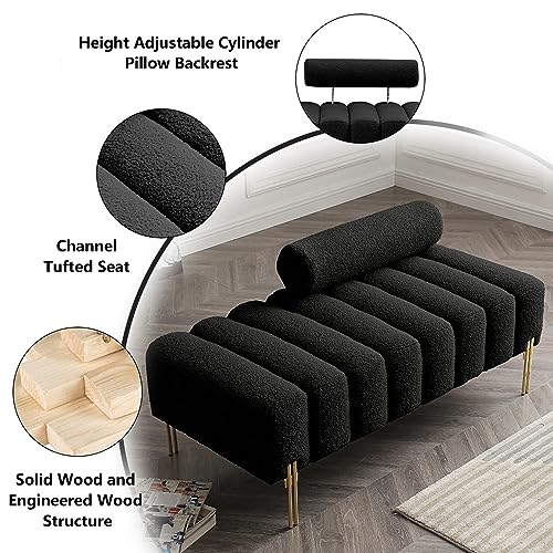 Setawix-Teddy-Fabric-Ottoman-Bench-End-of-Bed-Channel-Tufted-Bedroom-Window-Entryway-Benches-Rectangle-Sherpa-Upholstered-Living-Room-Footrest-Sofa-Stool-with-Golden-Metal-Legs-Black