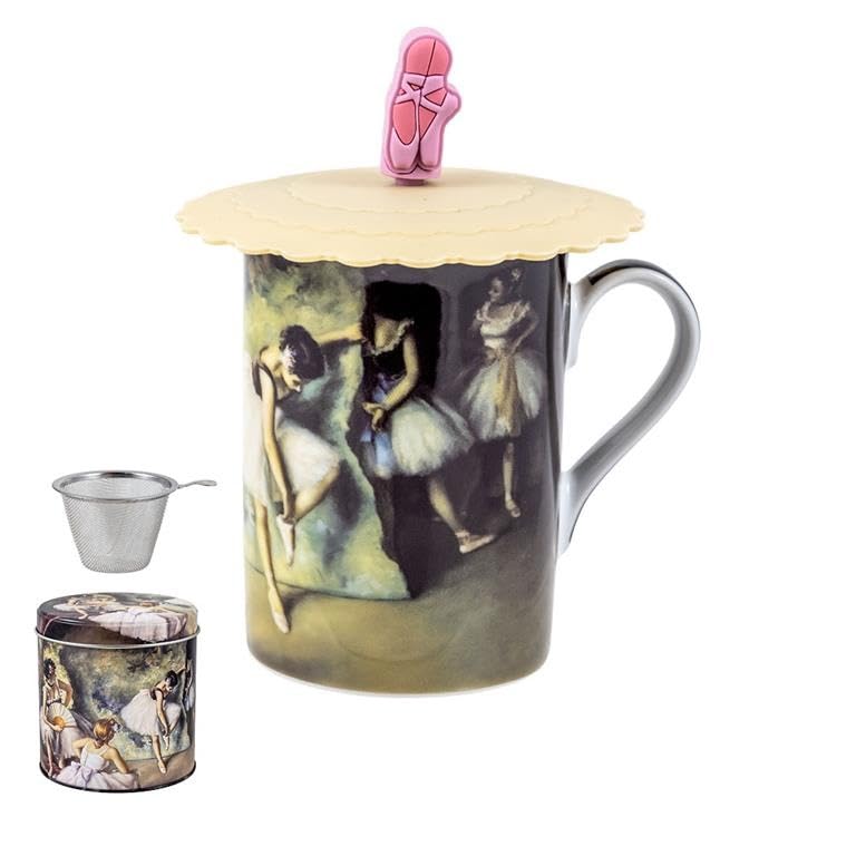 DRW Lot de 6 tasses à infusion avec filtre en acier inoxydable Ballerines Tasse : 8 x 8 x 10 cm