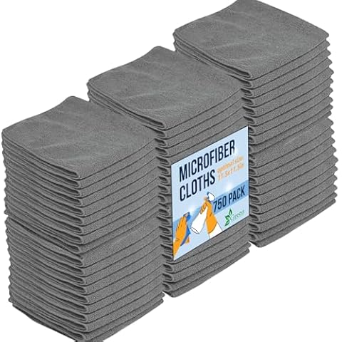 GREEN LIFESTYLE Microfiber Cleaning Cloth 750 Pack, Borderless Microfiber Towels Cleaning, Rags for Cleaning, Car Microfiber Towel, Drying Towels for Сars, Car Wash Towels (11.5" x 11.5", Grey) Cover